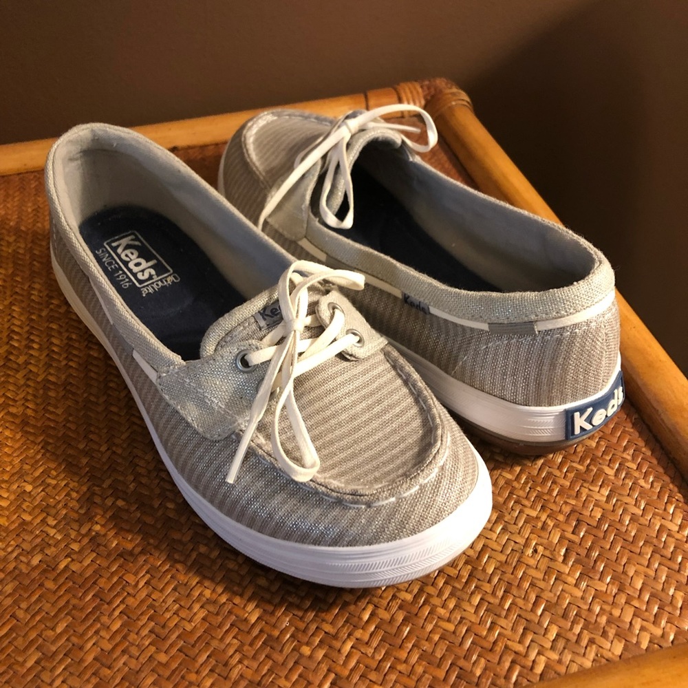 Keds Ortholite Striped Shimmer Boat Loafer 5.5